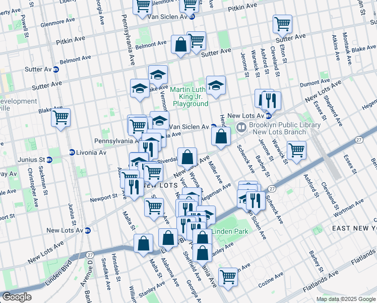 map of restaurants, bars, coffee shops, grocery stores, and more near 614 Bradford Street in Brooklyn