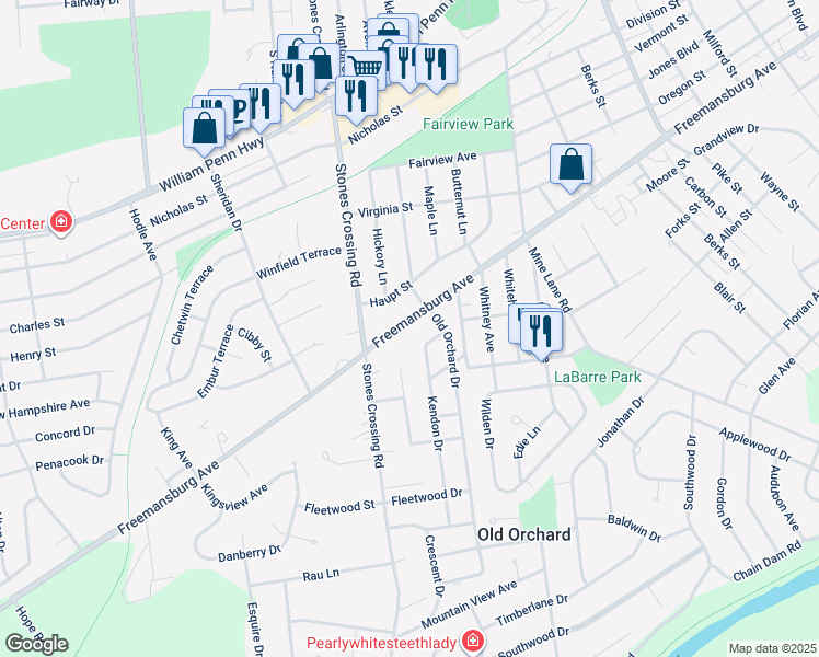 map of restaurants, bars, coffee shops, grocery stores, and more near 3816 Freemansburg Avenue in Easton