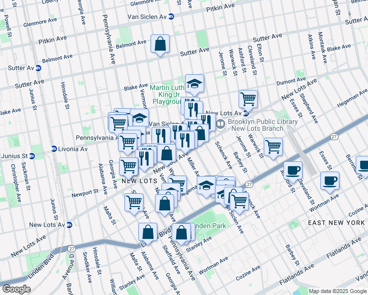 map of restaurants, bars, coffee shops, grocery stores, and more near in Brooklyn