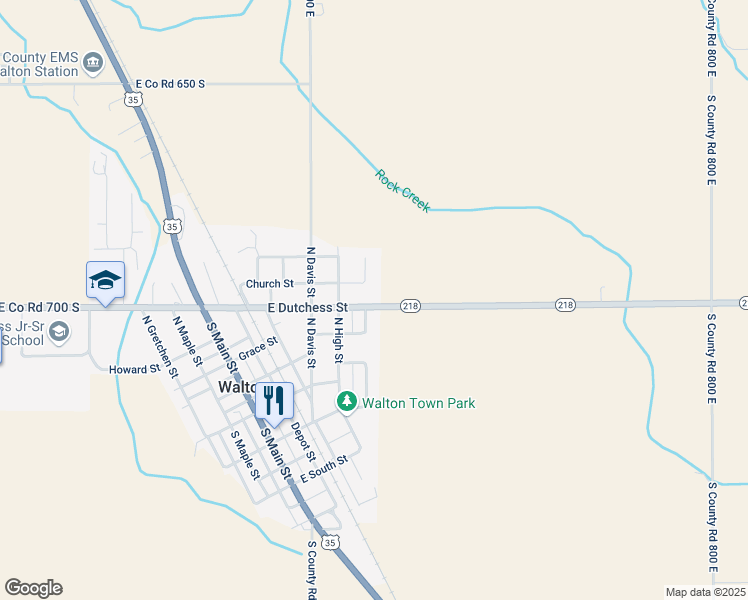 map of restaurants, bars, coffee shops, grocery stores, and more near 302 Elm St in Walton