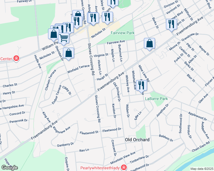 map of restaurants, bars, coffee shops, grocery stores, and more near 3816 Freemansburg Avenue in Easton
