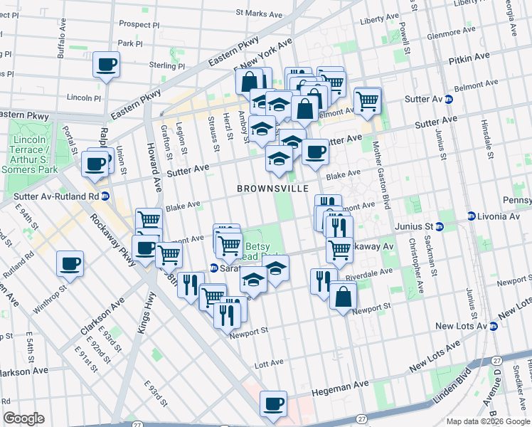 map of restaurants, bars, coffee shops, grocery stores, and more near 191 Dumont Avenue in Brooklyn