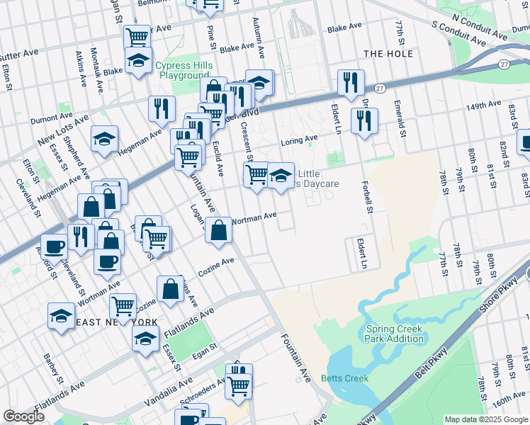 map of restaurants, bars, coffee shops, grocery stores, and more near 974 Crescent Street in Brooklyn