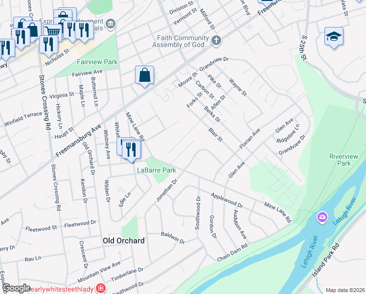 map of restaurants, bars, coffee shops, grocery stores, and more near 91 Jonathan Drive in Easton