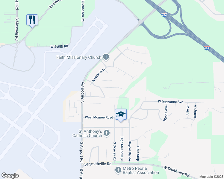 map of restaurants, bars, coffee shops, grocery stores, and more near 5211 West Harp Hollow Road in Bartonville