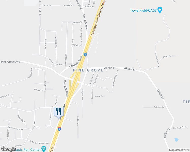 map of restaurants, bars, coffee shops, grocery stores, and more near 2727 Marilyn Avenue in Shasta Lake