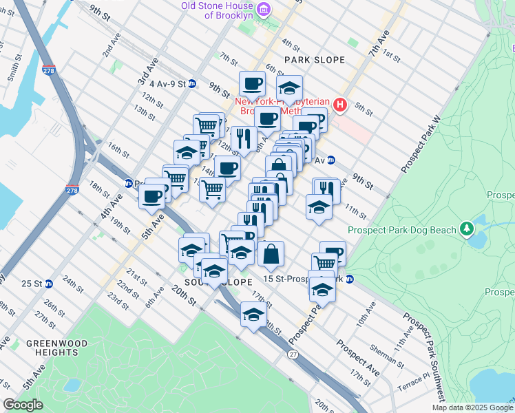 map of restaurants, bars, coffee shops, grocery stores, and more near in Brooklyn