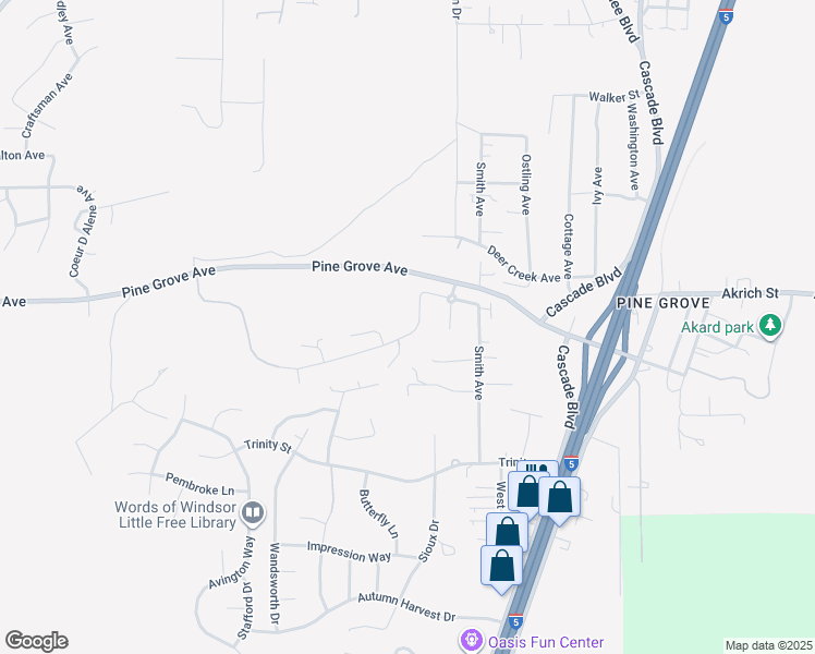 map of restaurants, bars, coffee shops, grocery stores, and more near 4540 Risstay Way in Shasta Lake