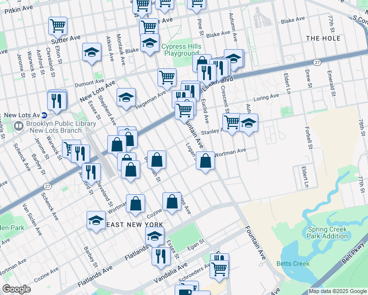 map of restaurants, bars, coffee shops, grocery stores, and more near 614-678 Milford St in Brooklyn