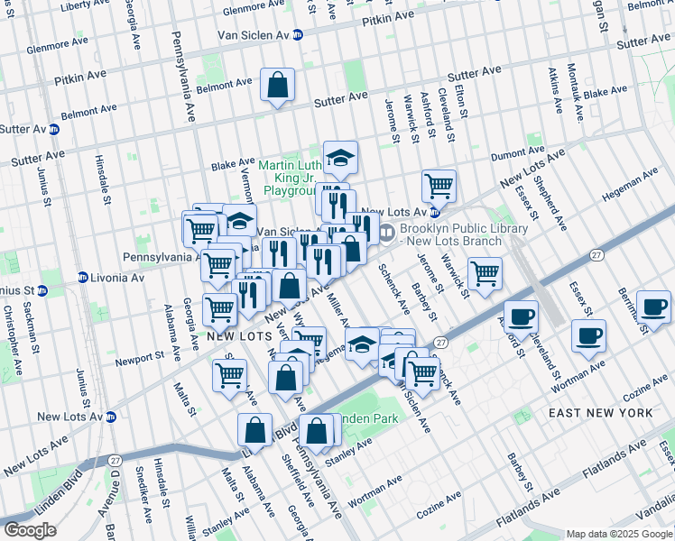 map of restaurants, bars, coffee shops, grocery stores, and more near in Brooklyn