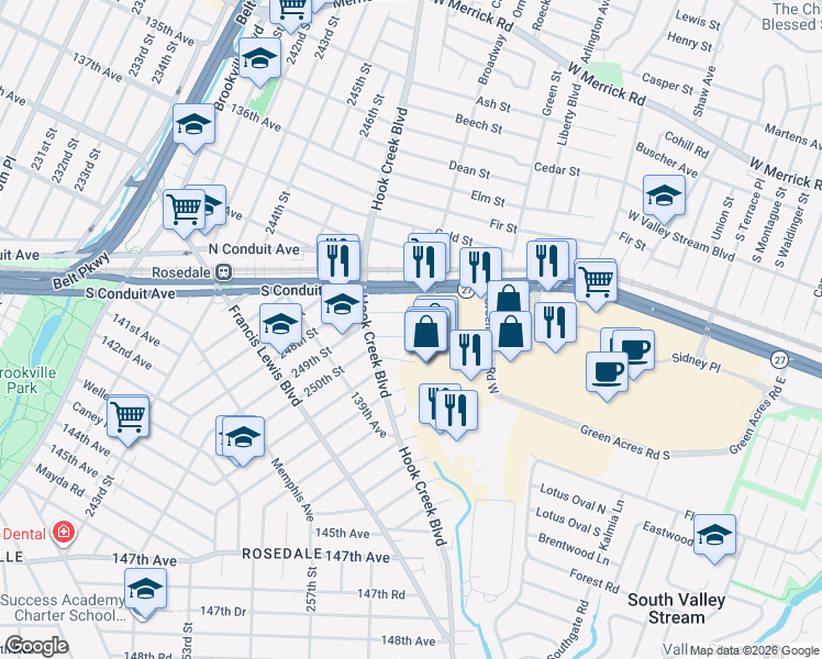 map of restaurants, bars, coffee shops, grocery stores, and more near 137-04 Caney Lane in Queens