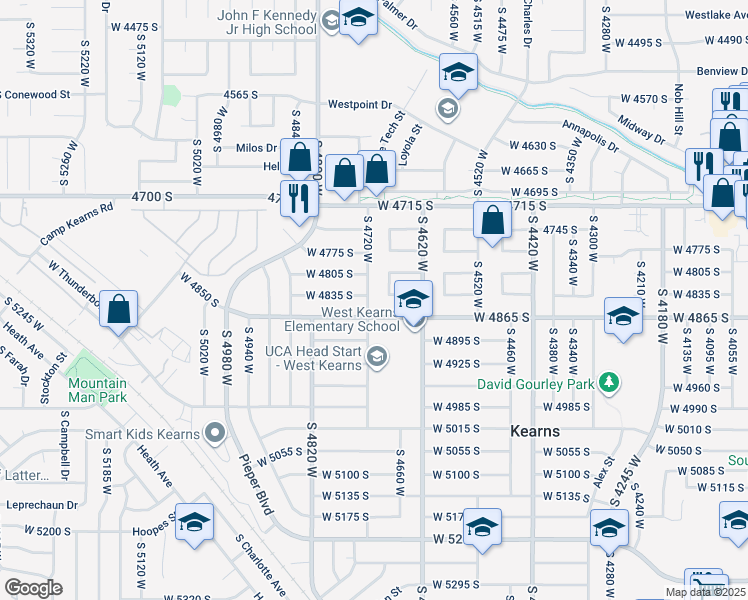 map of restaurants, bars, coffee shops, grocery stores, and more near 4843 South 4720 West in Kearns