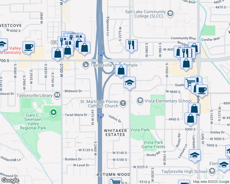 map of restaurants, bars, coffee shops, grocery stores, and more near 2306 Bonniebrook Circle in Salt Lake City