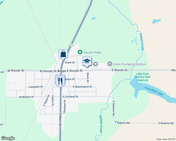 map of restaurants, bars, coffee shops, grocery stores, and more near 100 Davis Street in Avon