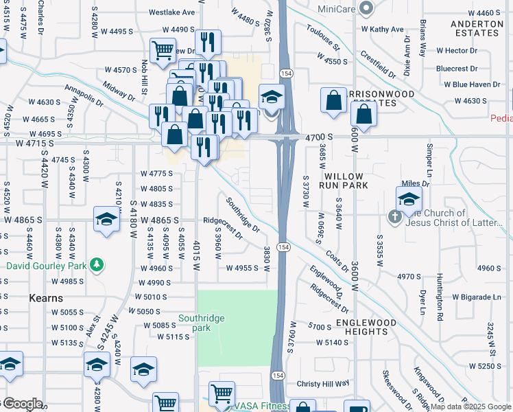 map of restaurants, bars, coffee shops, grocery stores, and more near 3836 Mossmorran Lane in Taylorsville