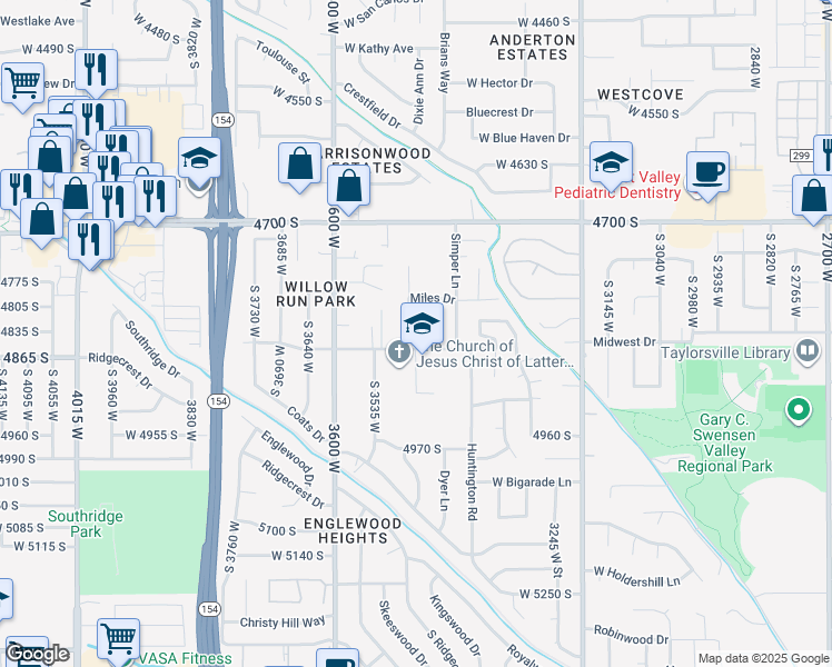map of restaurants, bars, coffee shops, grocery stores, and more near 4831 3475 West in Salt Lake City