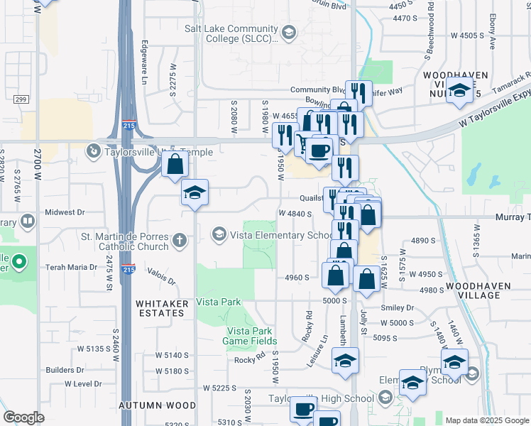 map of restaurants, bars, coffee shops, grocery stores, and more near 4837 Quailstone Circle in Salt Lake City