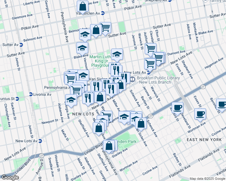 map of restaurants, bars, coffee shops, grocery stores, and more near in Brooklyn