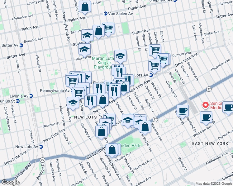 map of restaurants, bars, coffee shops, grocery stores, and more near in Brooklyn