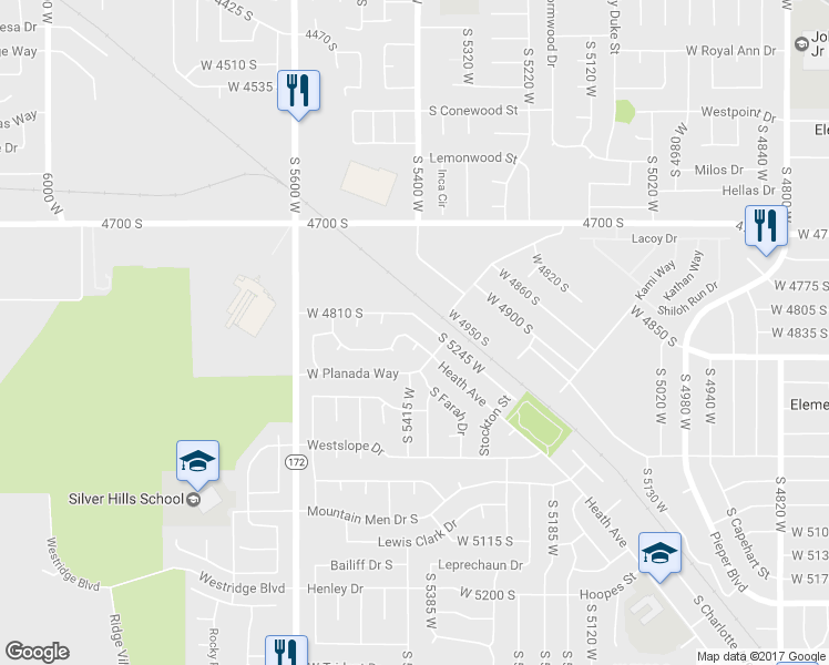 map of restaurants, bars, coffee shops, grocery stores, and more near 4807 Heath Avenue in Kearns