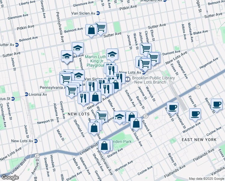 map of restaurants, bars, coffee shops, grocery stores, and more near in Brooklyn