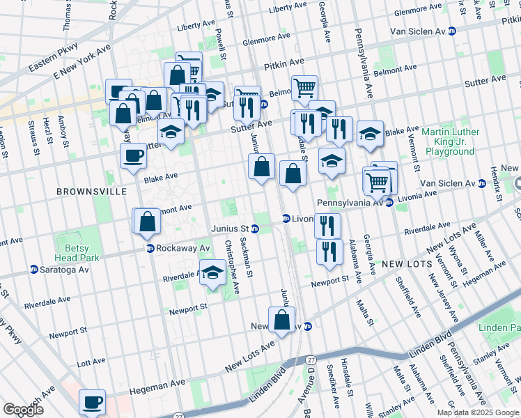 map of restaurants, bars, coffee shops, grocery stores, and more near 460 Dumont Avenue in Brooklyn