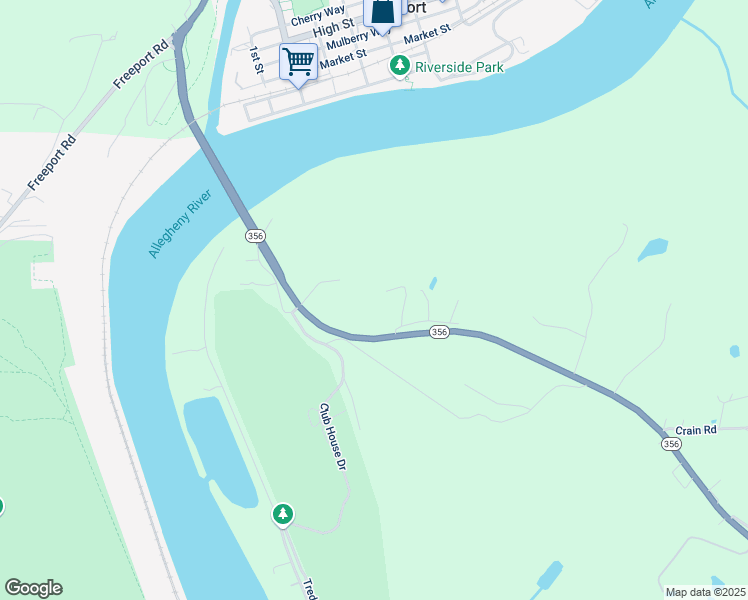 map of restaurants, bars, coffee shops, grocery stores, and more near 2122 Pennsylvania 356 in Vandergrift