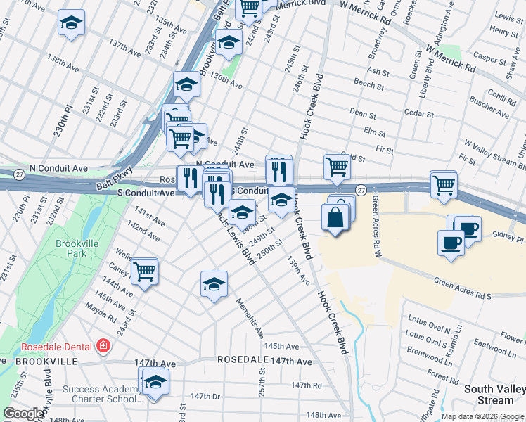 map of restaurants, bars, coffee shops, grocery stores, and more near 246-9 139th Avenue in Queens