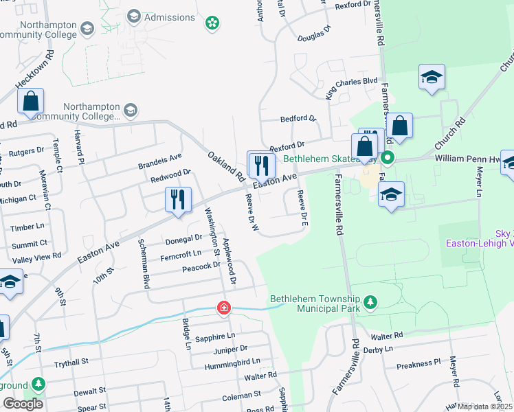 map of restaurants, bars, coffee shops, grocery stores, and more near 4186 State Route 2020 in Bethlehem
