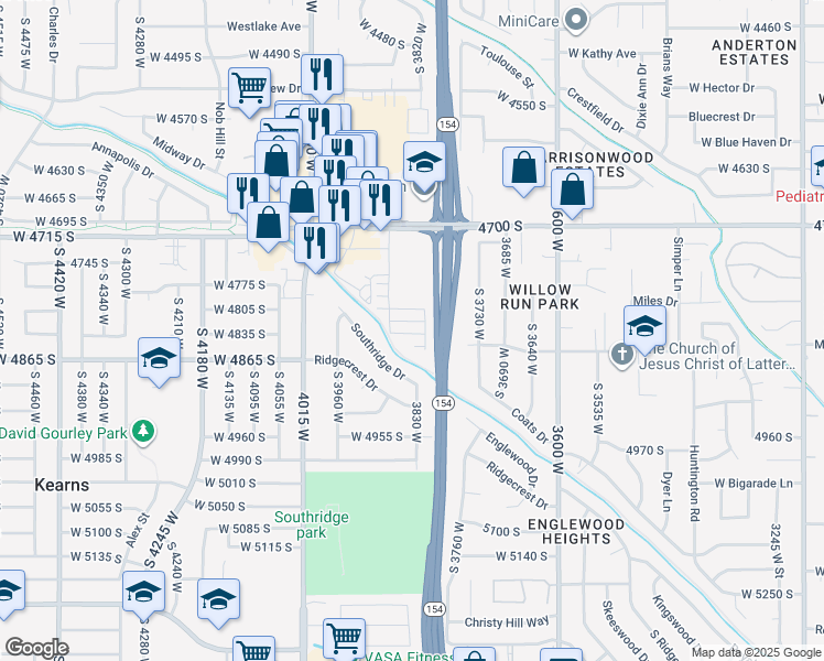 map of restaurants, bars, coffee shops, grocery stores, and more near 3844 Gartmore Lane in Taylorsville