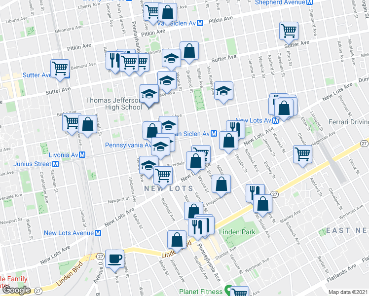 map of restaurants, bars, coffee shops, grocery stores, and more near in Brooklyn