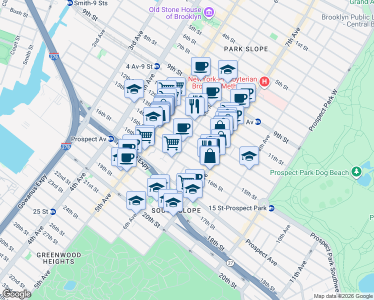map of restaurants, bars, coffee shops, grocery stores, and more near in Brooklyn