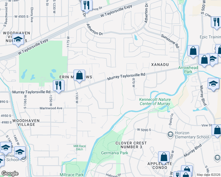 map of restaurants, bars, coffee shops, grocery stores, and more near 4828 Brown Villa Cove in Salt Lake City