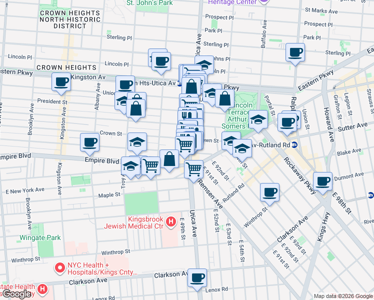 map of restaurants, bars, coffee shops, grocery stores, and more near 772 Crown Street in Brooklyn