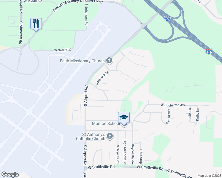 map of restaurants, bars, coffee shops, grocery stores, and more near 5222 West Vale Court in Peoria