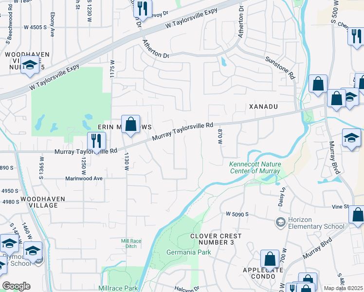 map of restaurants, bars, coffee shops, grocery stores, and more near 4828 Brown Villa Cove in Salt Lake City