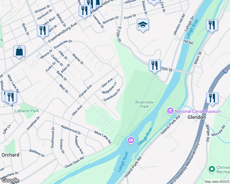 map of restaurants, bars, coffee shops, grocery stores, and more near 113 Ridgeline Lane in Easton