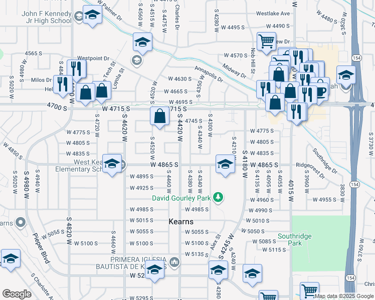 map of restaurants, bars, coffee shops, grocery stores, and more near 4811 South 4420 West in Kearns