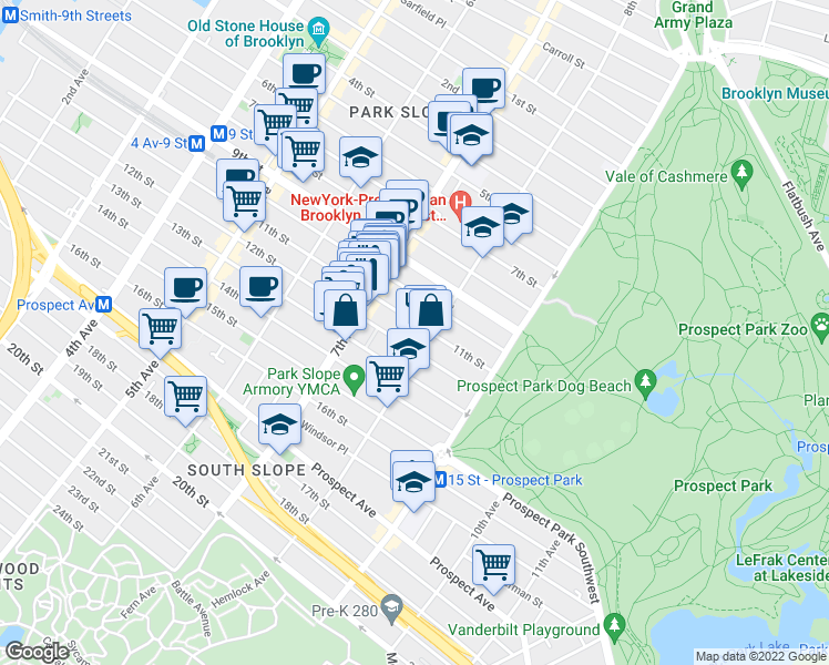 map of restaurants, bars, coffee shops, grocery stores, and more near 528 11th Street in Brooklyn