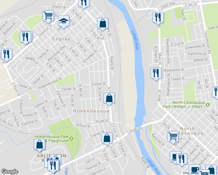 map of restaurants, bars, coffee shops, grocery stores, and more near 3298 North Front Street in Whitehall