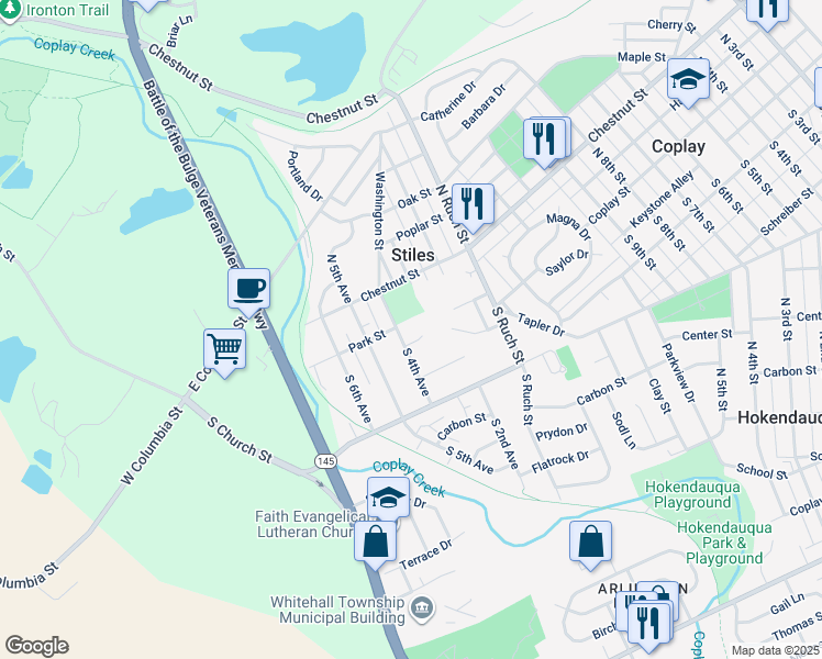 map of restaurants, bars, coffee shops, grocery stores, and more near 3311 Park Court in Stiles