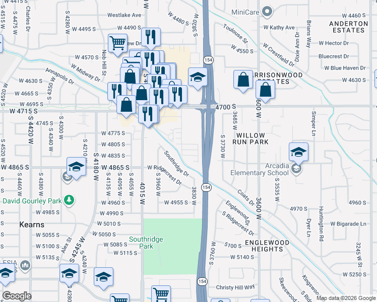 map of restaurants, bars, coffee shops, grocery stores, and more near Mossmorran Lane in Taylorsville