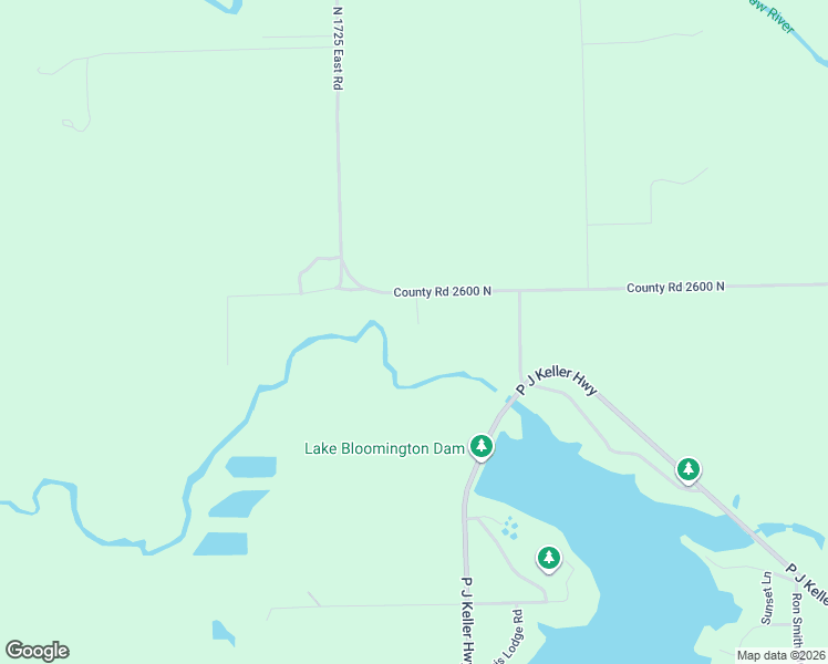 map of restaurants, bars, coffee shops, grocery stores, and more near 17539 East 2600 North Road in Lexington