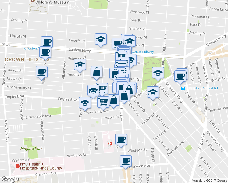 map of restaurants, bars, coffee shops, grocery stores, and more near 772 Crown Street in Brooklyn