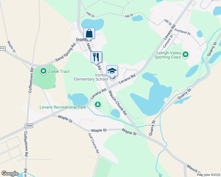 map of restaurants, bars, coffee shops, grocery stores, and more near in Lehigh County