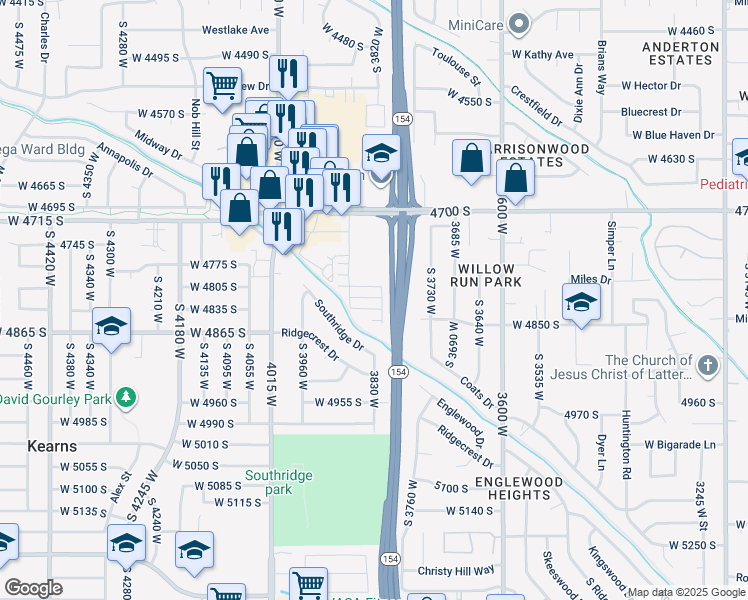 map of restaurants, bars, coffee shops, grocery stores, and more near 3839 Mossmorran Lane in Taylorsville