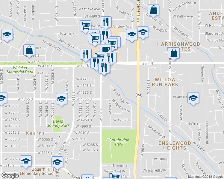 map of restaurants, bars, coffee shops, grocery stores, and more near 4817 South 3960 West in Salt Lake City