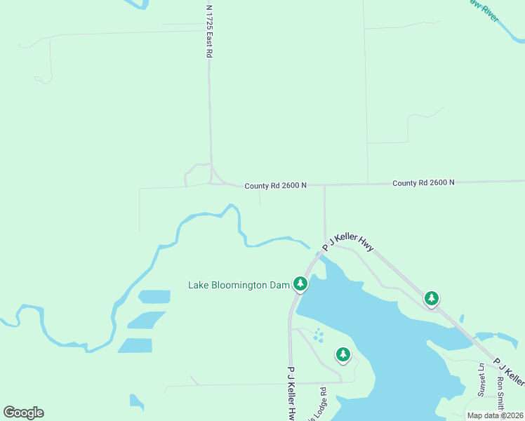 map of restaurants, bars, coffee shops, grocery stores, and more near 17539 East 2600 North Road in Lexington
