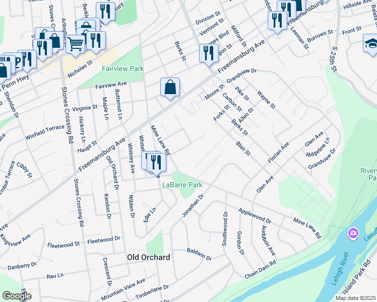 map of restaurants, bars, coffee shops, grocery stores, and more near 12 Windrift Court in Easton