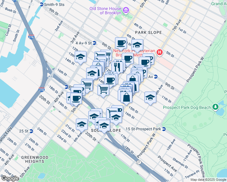 map of restaurants, bars, coffee shops, grocery stores, and more near in Brooklyn